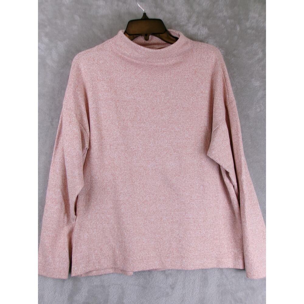 Uniqlo Women's Pink Marled Mock Neck Sweater XL Long Sleeve Knit Soft